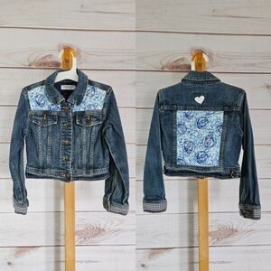 Handmade The Grateful Dead Denim Trucker Jacket in Blue and White Sz 6 NWT